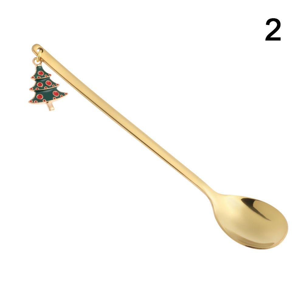 Kitchen Xmas Gifts Christmas Table Ornament Tableware Stainless Steel Coffee Spoon