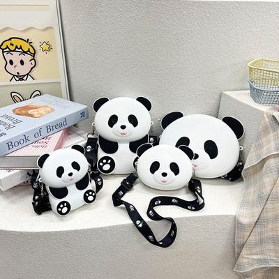 Multifunktionell Panda Axelväska Djur Tecknad Myntplånbok Gåva Panda Silikonväska Damer