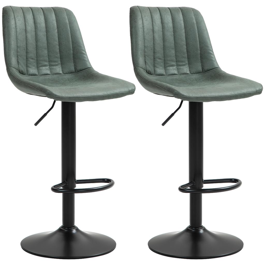 Set of 2 Leathaire Tub Bar Stools - Green