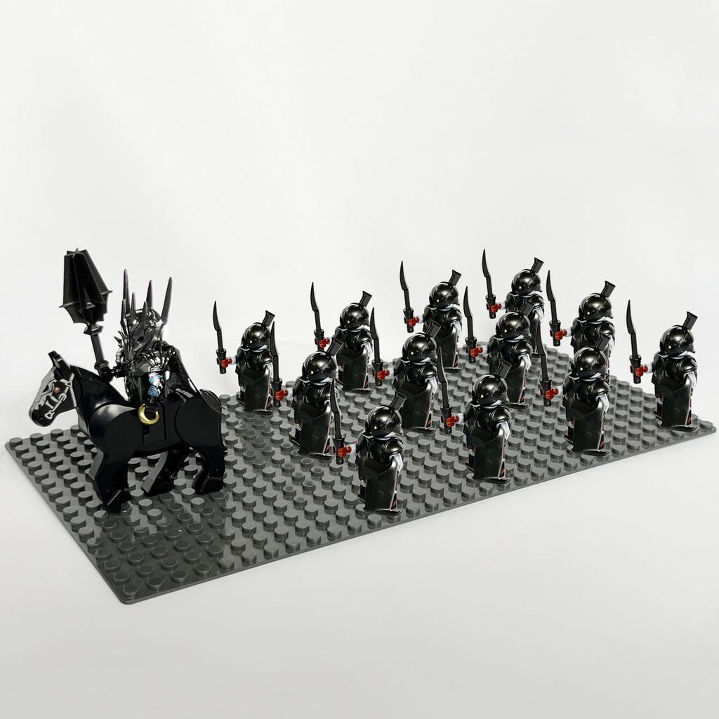 13pcs Medieval Soldiers Lord Sauron Witch-king of Angmar Shadow Orcs Strong Uruk-hai  Minifig Building Block Toys for Kids