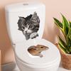 Playful Cat and Mouse Toilet Stickers, Waterproof Removable Self-Adhesive for Bathroom Decor