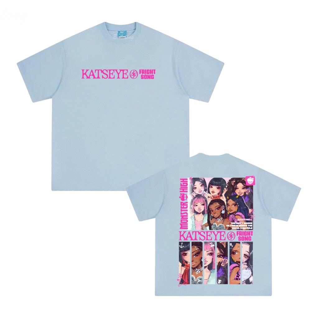KATSEYE Manga T-skjorter Ny Stil Trend 100% Bomull Høy Kvalitet T-skjorte Sommer Koreansk Jentegruppe O-hals Casual Topp