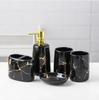 Bathroom Supplies, Gold Patterned Ceramic Soap Dispenser, Toothbrush Holder, Toothpaste Dispenser, Household Storage Tray