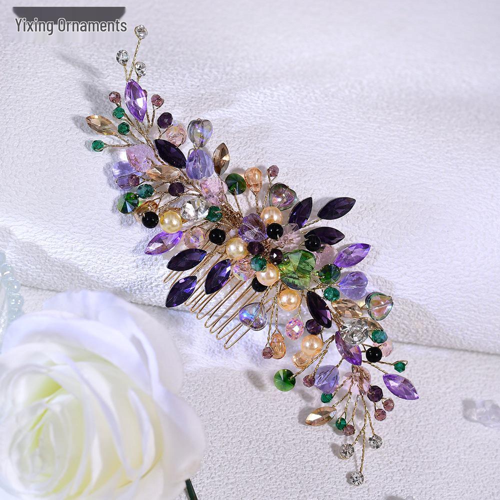 Colorful Zirconia Bridal Hair Comb - Luxury Versatile Headdress A330