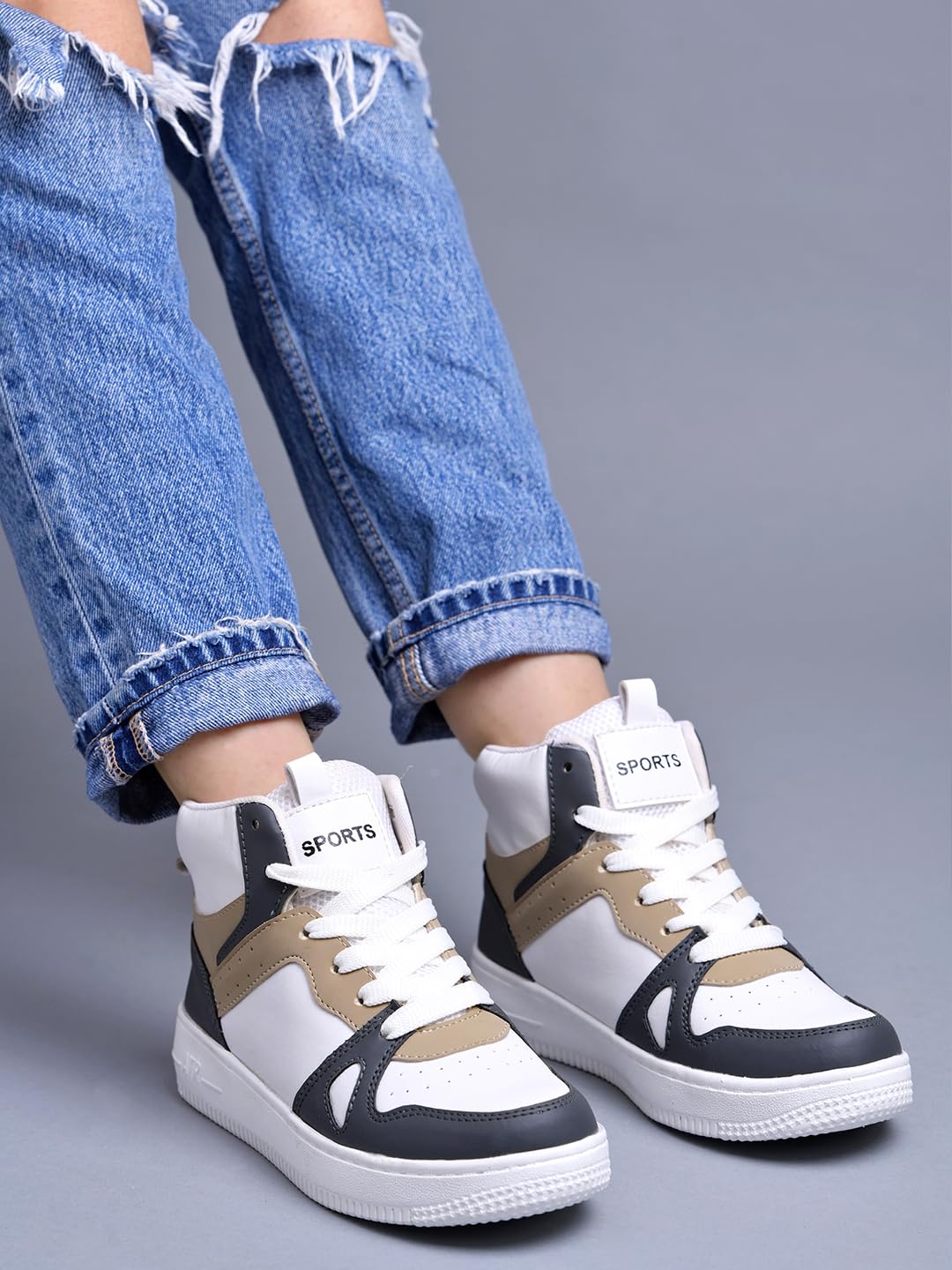 Shoetopia Smart High Top Casual Lace-Up White. Sneakers For Women & Girls /Eu41 8 UK белый