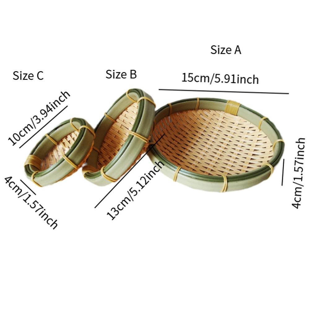 Woven Basket Tray Multipurpose Round Fruit Basket for Kitchen Home Party