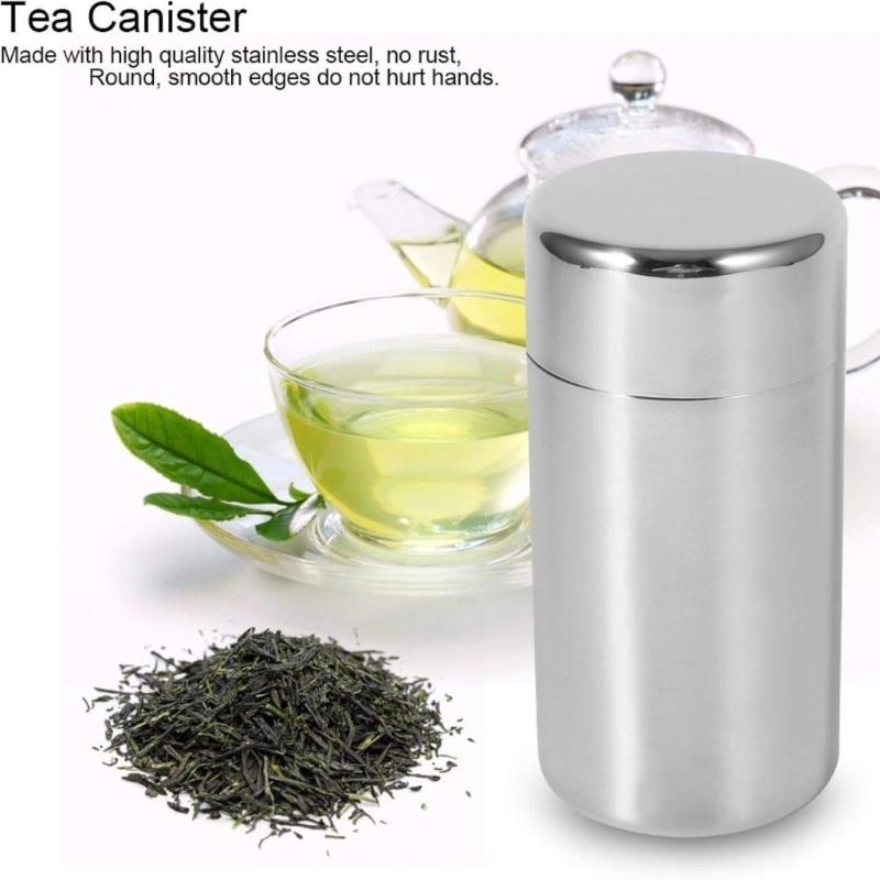 Metal Tea Canister with Rounded Lid for Loose Tea, Coffee and Kitchen Shelf Storage In Cupboards or Open Shelves