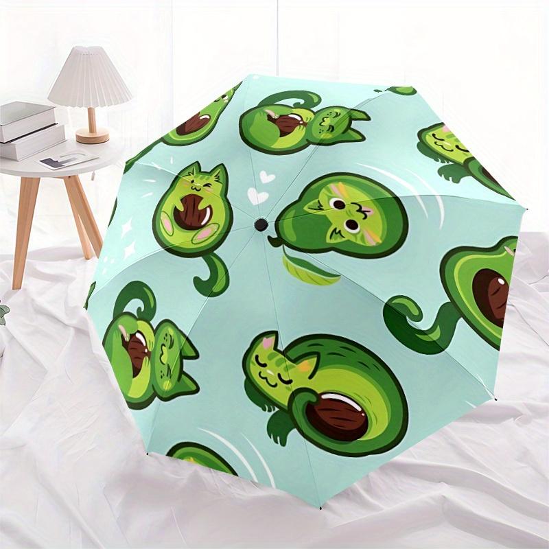 1pc Avocado Cats Automatic Open/Close Umbrella with One Touch Button,, Windproof Design   Lightweight Portable Umbrella for Women & Men6052