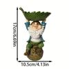 Cartoon Dwarf Sculpture Holding Leaves Garden Gnome Statue Unique Bird Feeder  Garden Decor
