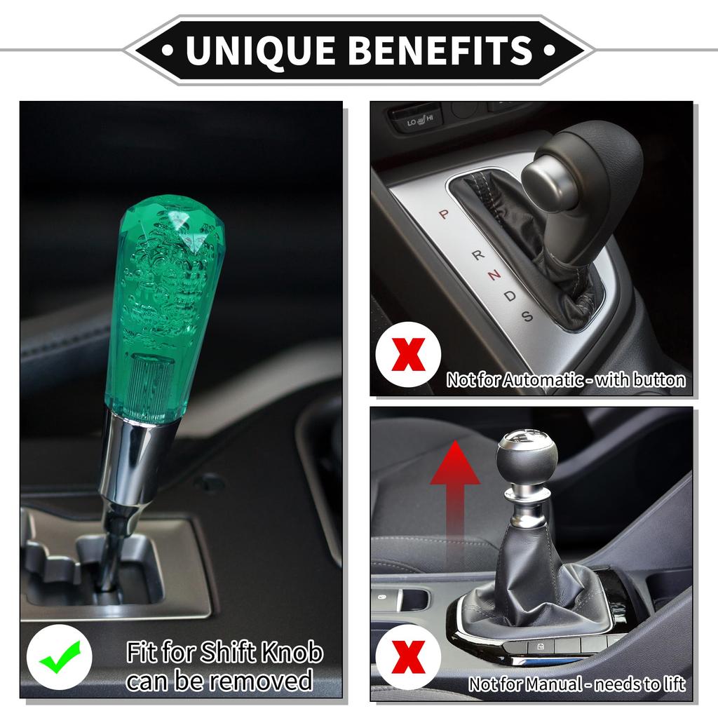 VekAuto Gear Shift Knob Kit 10cm Artificial Crystal Stick Shift Lever Knob for Automatic