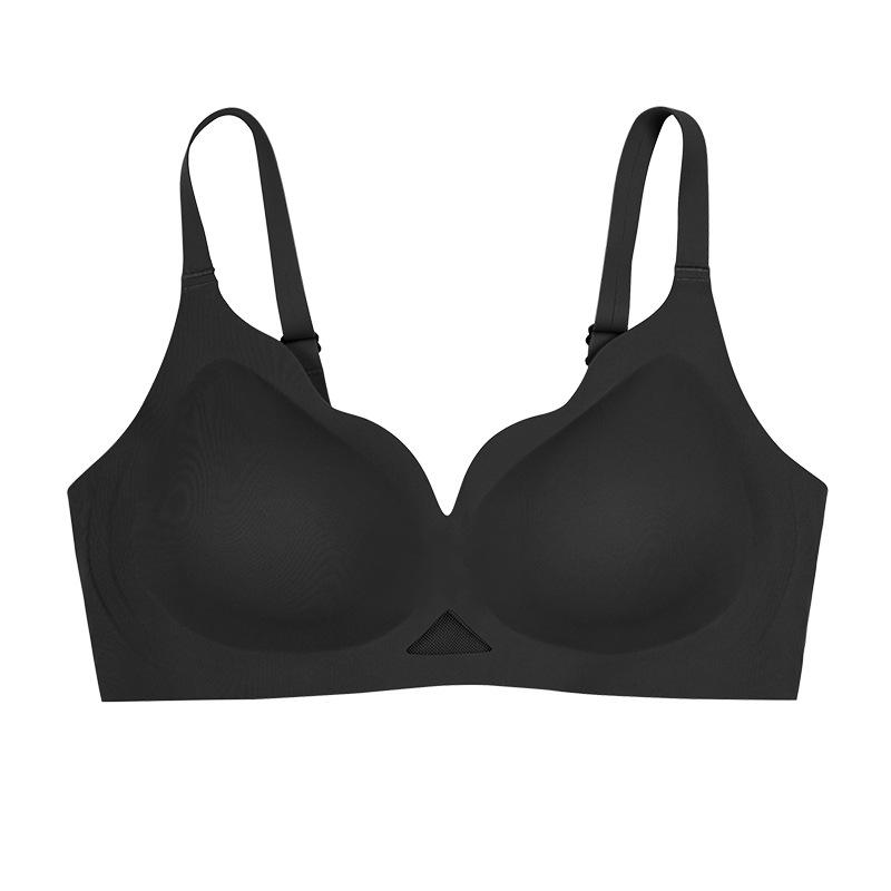 

Sexy beautiful back thin girls underwear large size seamless jelly glue adjusted type gathering breathable women s bra S чёрный