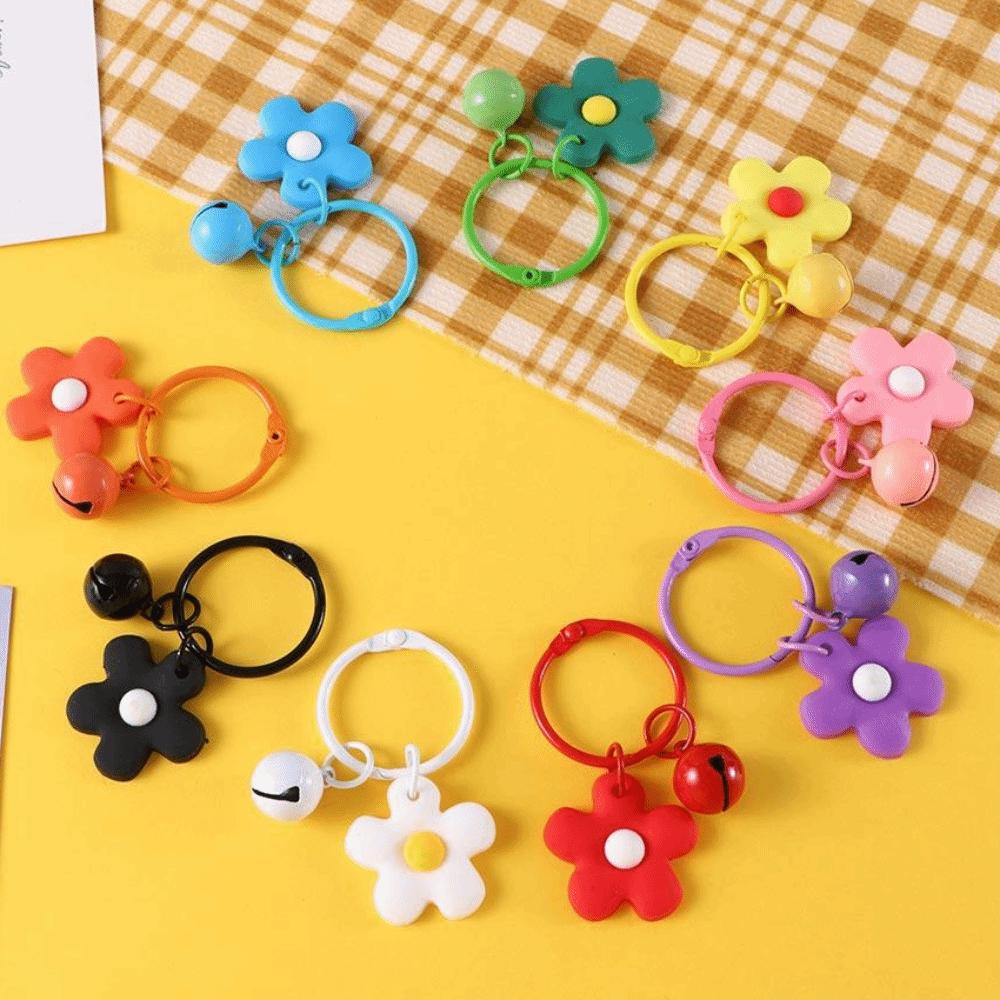 Girls Wild Korean Bell Candy Color Flower Keychain Bag Pendant Fashion Jewelry Key Ring