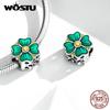 WOSTU 925 Sterling Silver Lucky Clover Pendant Fit Original Bracelet Necklace DIY Jewelry