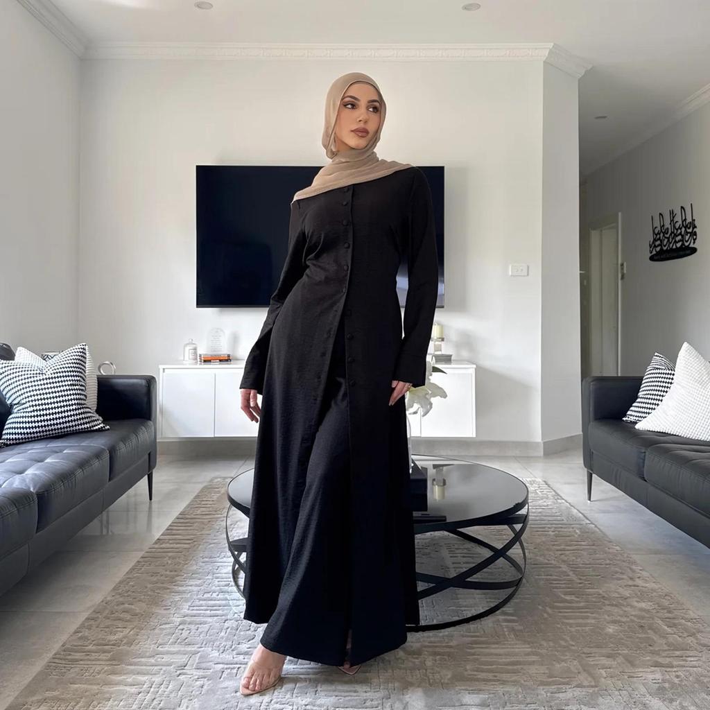 Loriya Dubai Solid Color Button Two-Piece Set LR945