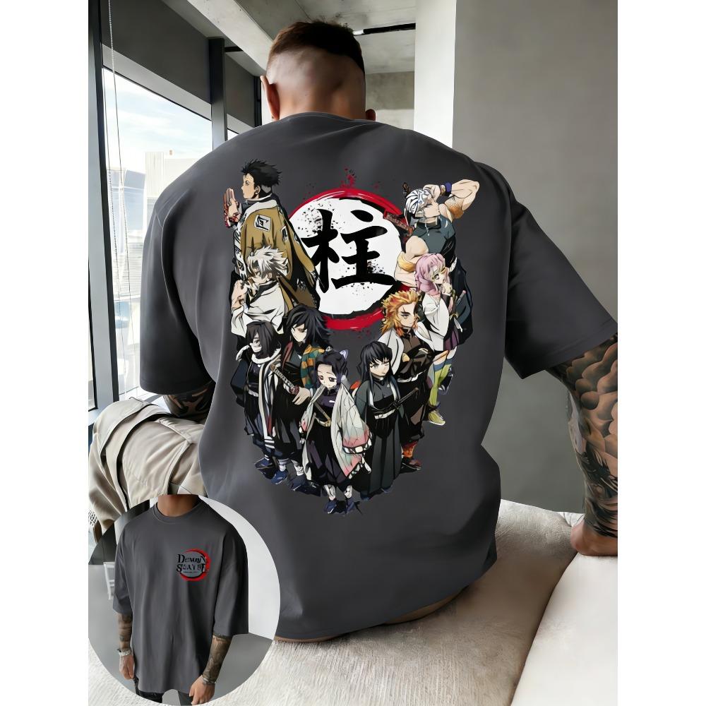 T-shirt Stampata Anime Demon Slayer per Uomo e Donna, Coppia, Street Fashion, Oversize, Casual, Estiva, Top Genitore-Figlio, Harajuku Y2K