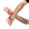 New Wedding Party Colorful Fingerless Mesh Net Disco Dance Rainbow Hollow Out Holes Gloves