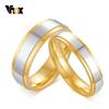 Vnox Gold Color Wedding Bands Ring for Women Man Stainless Steel Forever Lover Gifts Ring Anillo