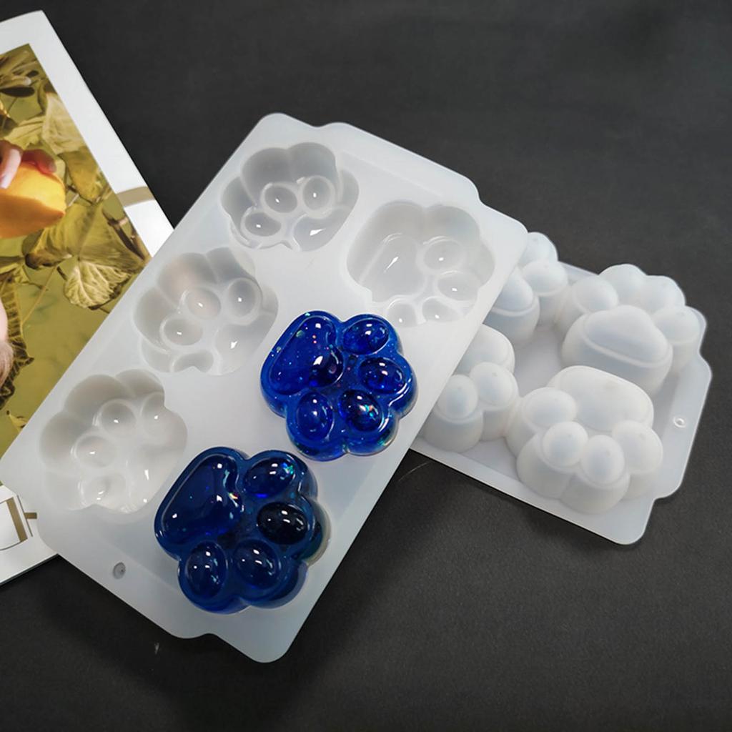 6 Connect Mirror Frosted Cats Paws Pendant Mold Keychain Silicone Mold Handmade Valentine's Day Gift Jewelry Making
