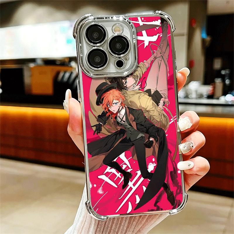 

Bungo Stray Dogs Double Black Soft Phone Case For iPhone 15 16 17 Air 14 Pro Max 16E Plus 13 12 Mini Plating Anti-Fall Fundas iPhone 15