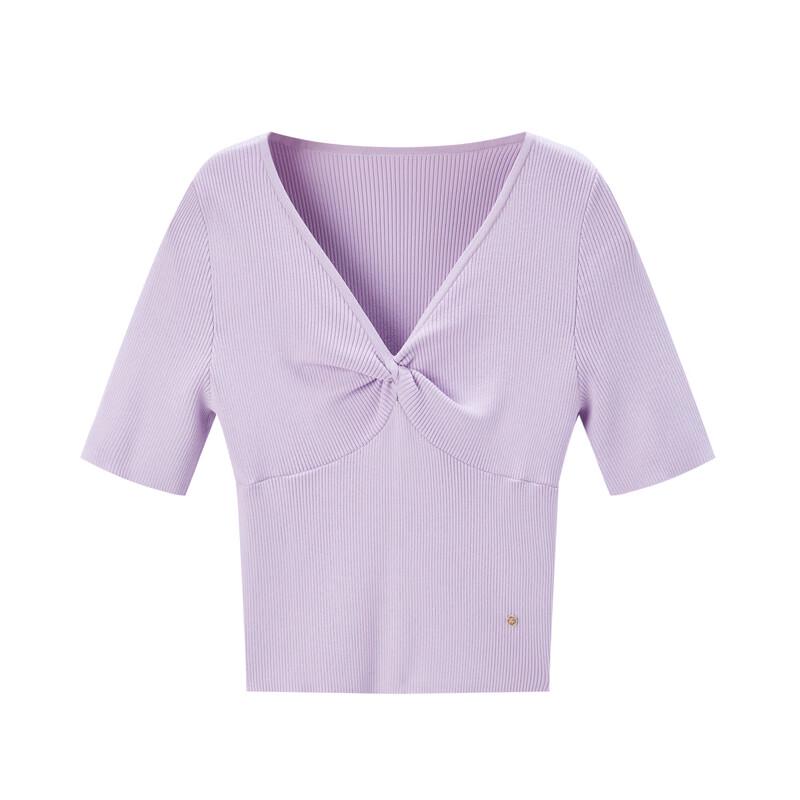 

Элегантный женский трикотажный топ с коротким рукавом и узлом L