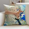 Artistic BBlue PeriodS Cushion Cover Breathable and skinfriendly linen pillowcase square removable and washable cushion