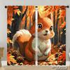 Piece Set High Definition Digital Printed Curtainsautumncolorfulsquirrelwithmapleleavespineconesforeststylehome Decoration Curtain Polyester Washable
