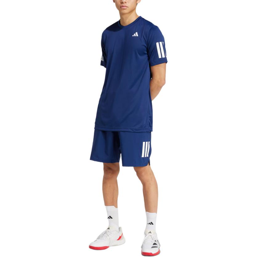 adidas Tennis 3-Stripes SS25 Club Comoda T-Shirt a Maniche Corte Uomo Top Blu Scuro JN5730