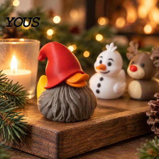 Gnome Olaf Reindeer Decor 3Pcs Christmas Duck Figurines, 3D Printed Winter Squad, Gnome, Unique Seasonal Collectibles & Snowman Mini