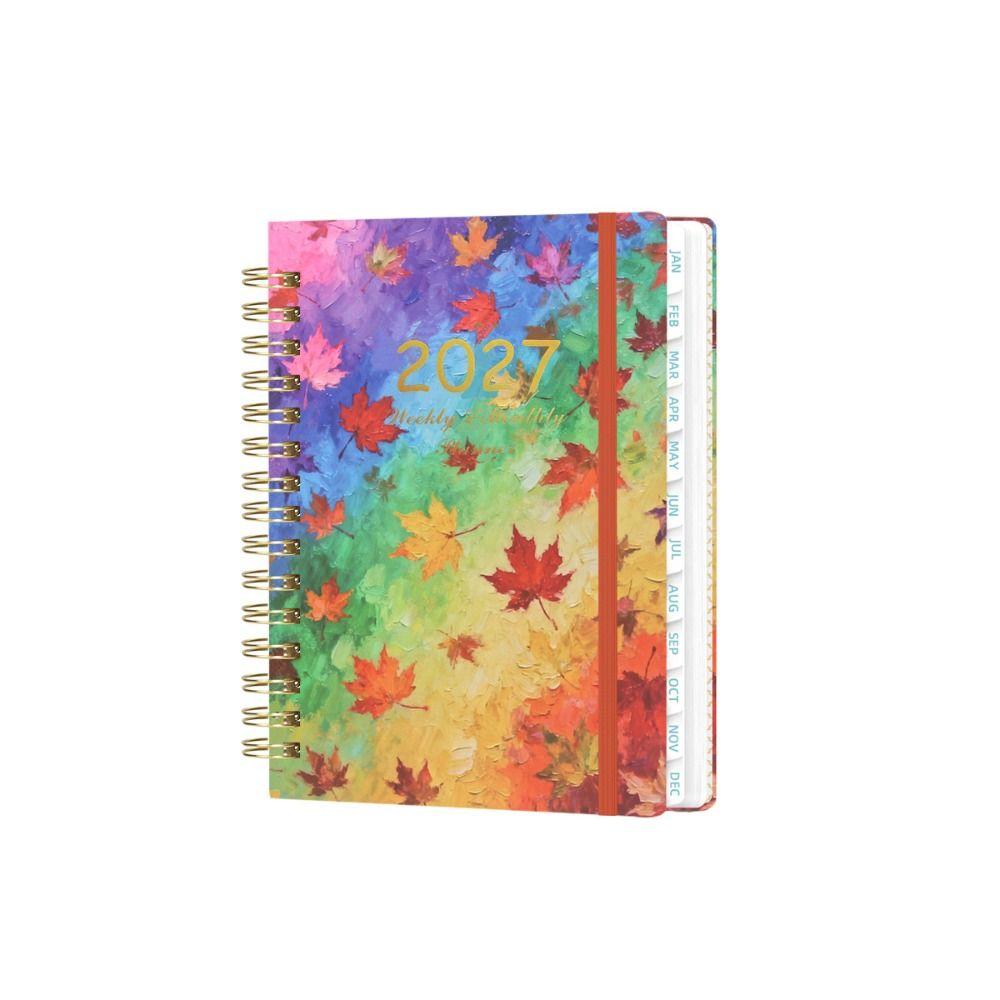 A5 Agenda Book Floral Pattern Planner Notebook Portable 2027 Schedule Book Students