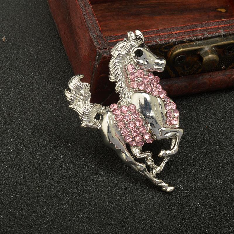 Vintage Enamel Galloping War Horse Zodiac Brooch Pins Women Men Clothing Accessories Suit Lapel Corsage Gift
