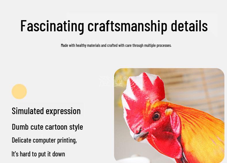 Wild Animal Plush Toy: Rooster, Hen, Duck, Goose Cushion Pillow - Children's Birthday Gift