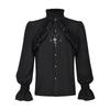Gothic Lace Trim Blouse Halloween Cosplay Shirt Elegant Victorian Style Polyester Costume Top For Theme Parties