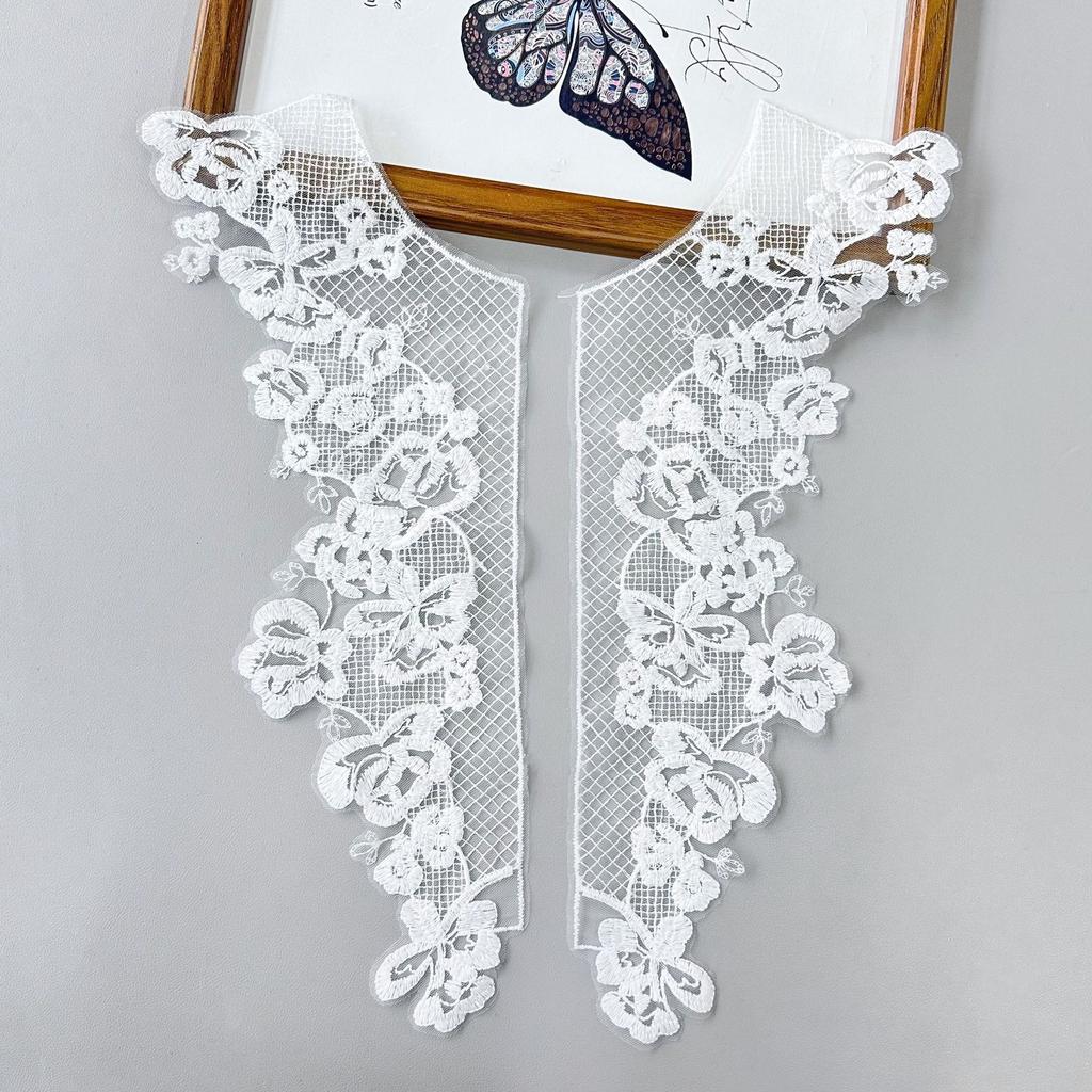 Front Collar Applique Wedding Dress, Clothing Accessories, Accessories, White Embroidered Mesh Pair, Lace Lace Cloth Sticker