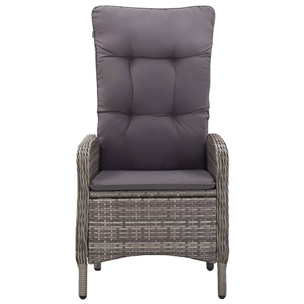 Vidaxl 3-Piece Garden Bistro Furniture Set, Poly Rattan, Grey