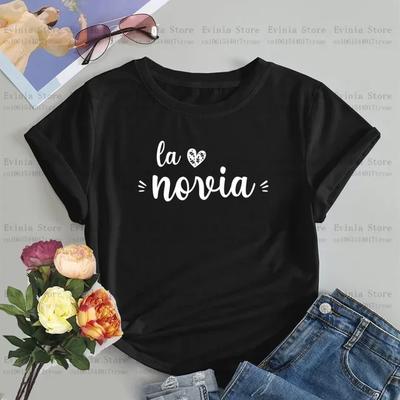Braut Junggesellinnenabschied Kleidung Junggesellinnenabschied Novia Latina T-Shirt Damen Spanisches Hochzeits-T-Shirt Team Sommer Kurzarm