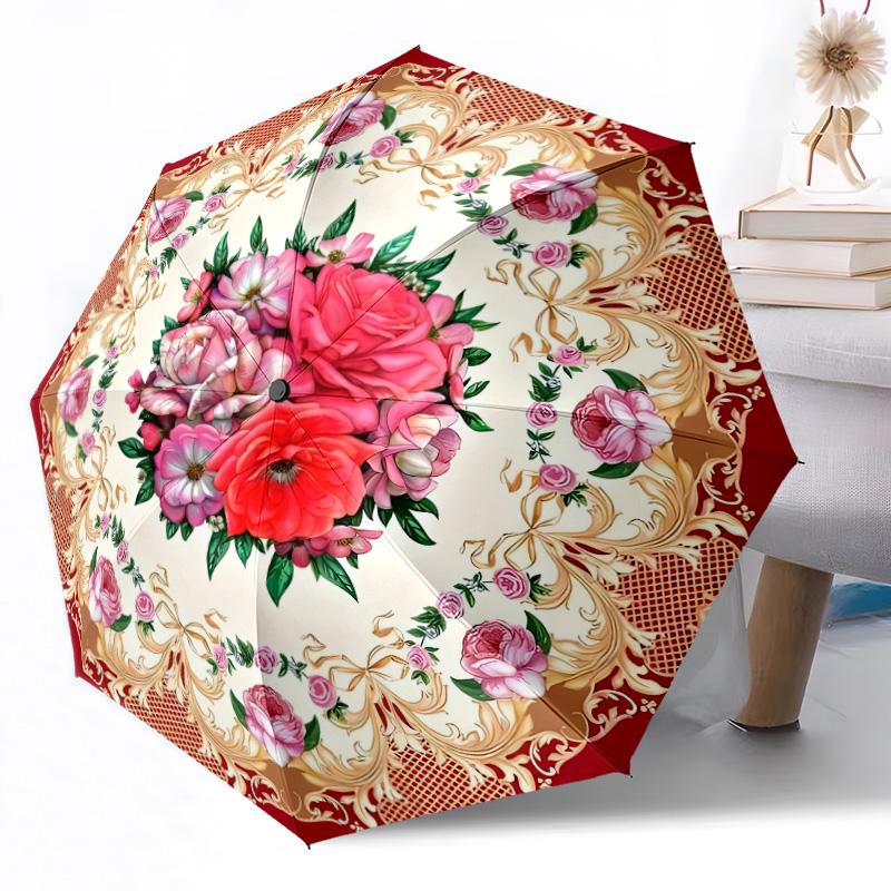 Sunflower Garden Art Outdoor Automatic Umbrella Compact & Durable 8-Rib Design Foldable Design Travel Essential Elegant Women's Umbrella