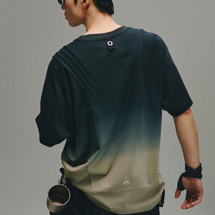 Adidas Originals X Hamcus Collaboration SS23 Gradient Crew Neck Short Sleeve T-Shirt Unisex Tops Charcoal-Black HY4192