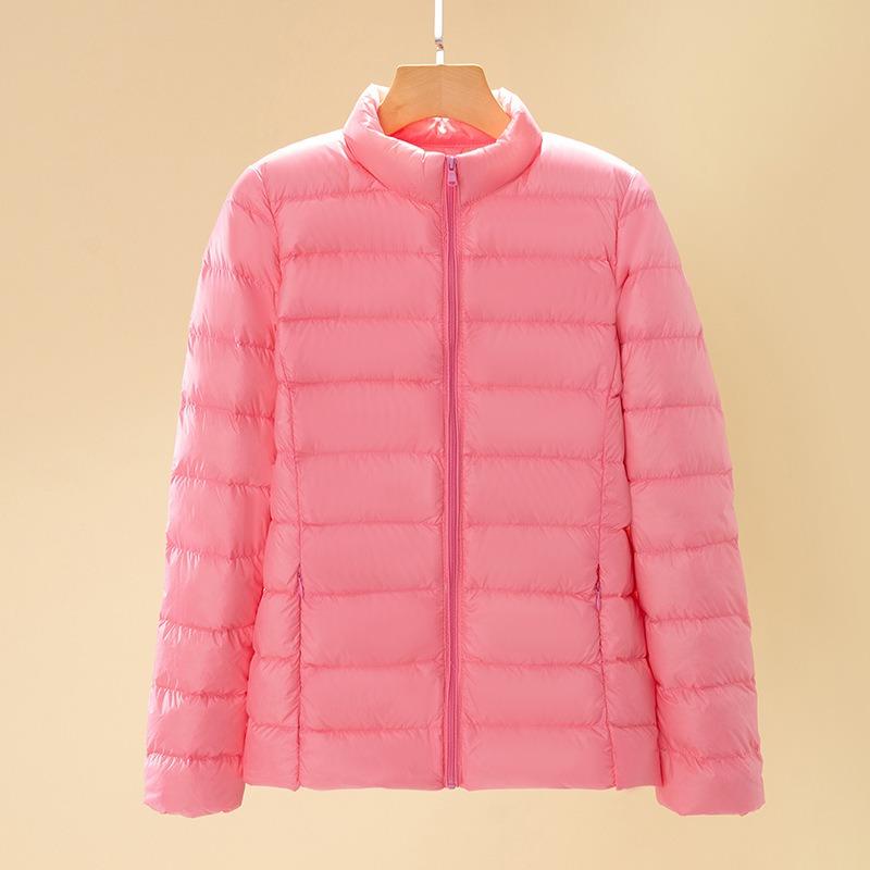 Light Down Jacket Women's Short Autumn and Winter New Stand-up Collar Large Size Lightweight White Duck Down Jacket