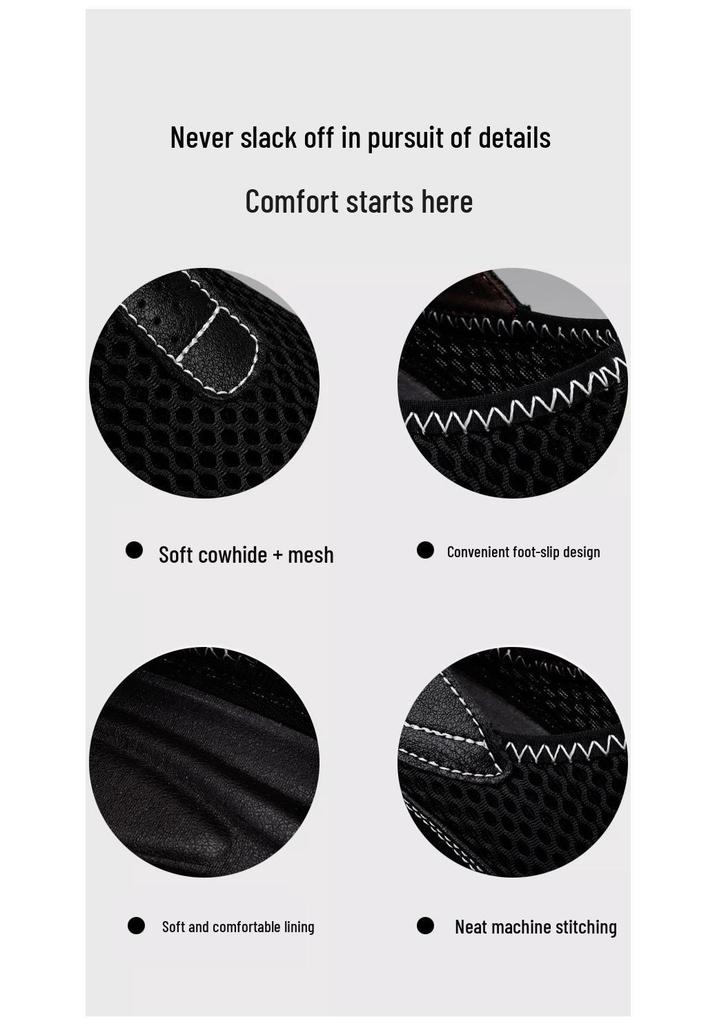 Plus Size Trendy Men's Black Breathable Mesh Slip-On Casual Shoes