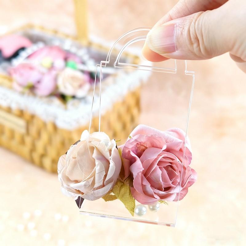 13 Piece Transparent Acrylic Candy Box Bags Wedding Party High-end Table Arrangement Plastic Triangular Handle Basket Gift Box
