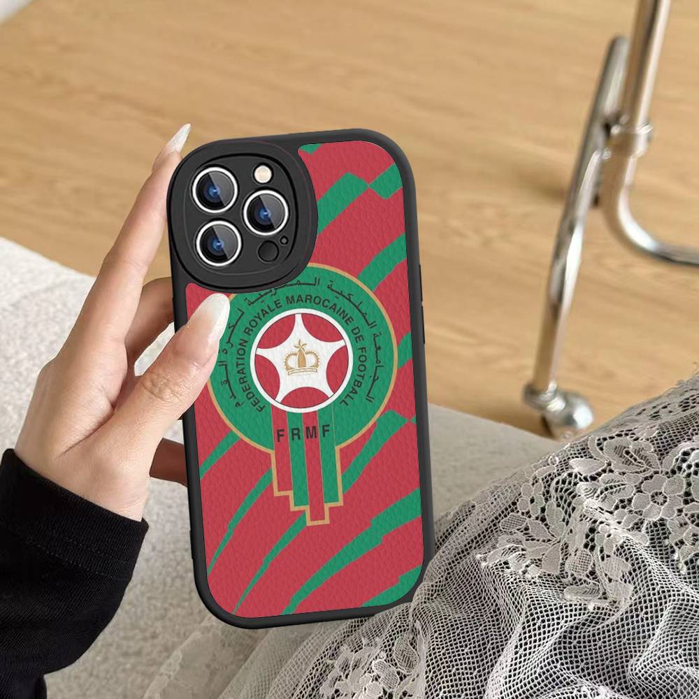 Morocco Map Flag For IPhone 16 15 14 13 12 11 Pro Max Plus Shockproof Leather Soft Phone Cover
