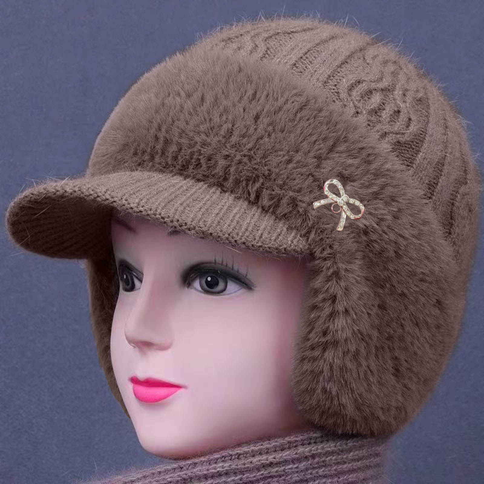 

Жіноча тепла шапка-пуловер для занять спортом, повсякденна шапка на вуха One Size хакі