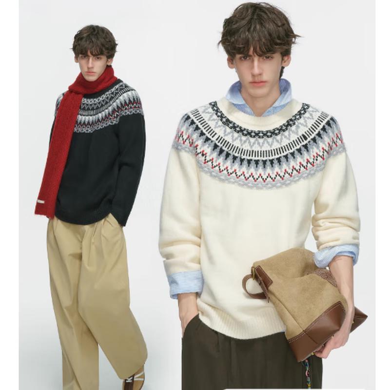 ICH MODE Fair Isle Jacquard Knit Sweater