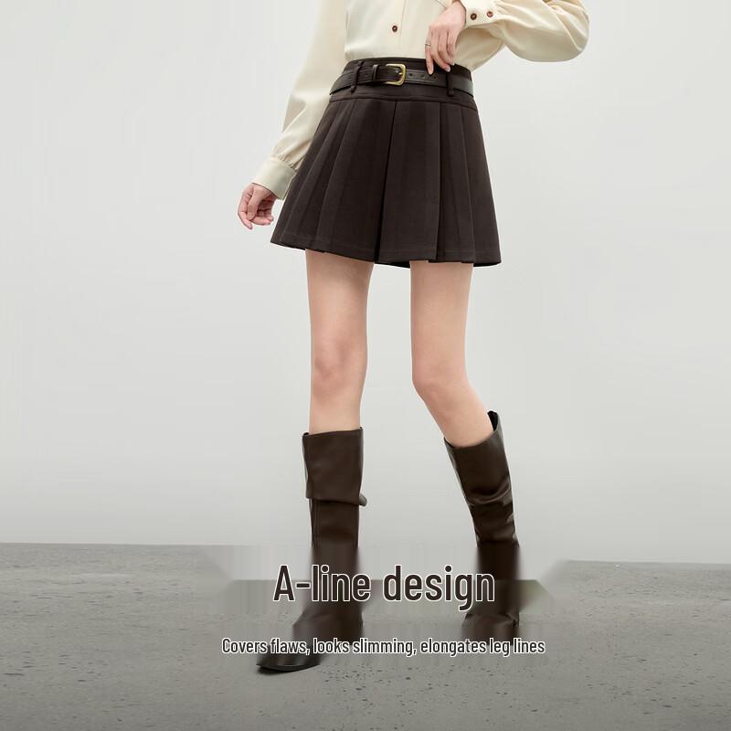 Qiusui Yiren Pleated A-Line Short Skirt
