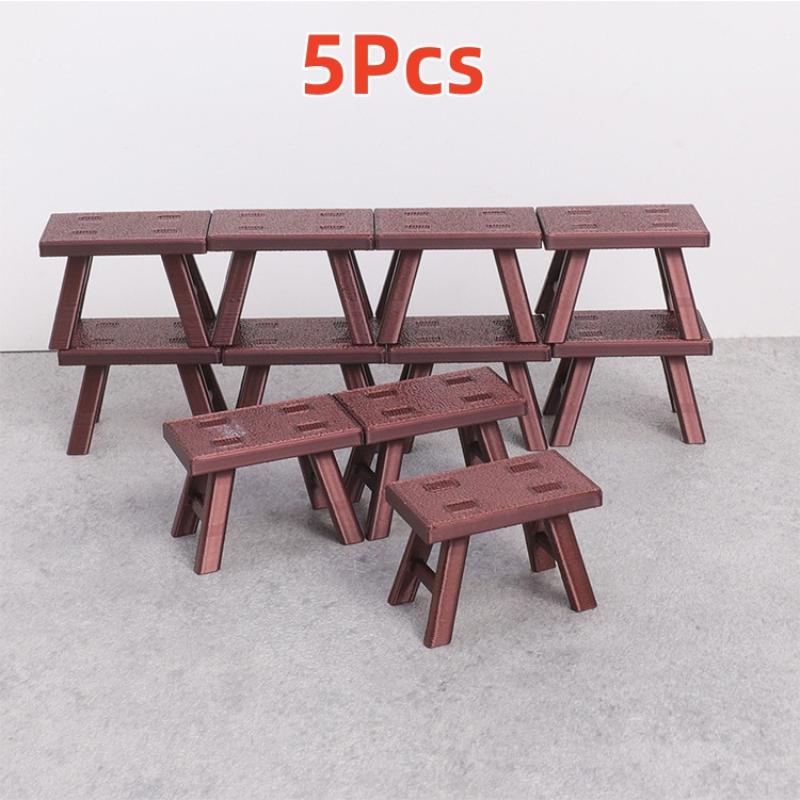 5Pcs 1:12 Scale Dollhouse Plastic Bench Miniature Stool Furniture for Doll House Kitchen Decor Kids DIY Play Props