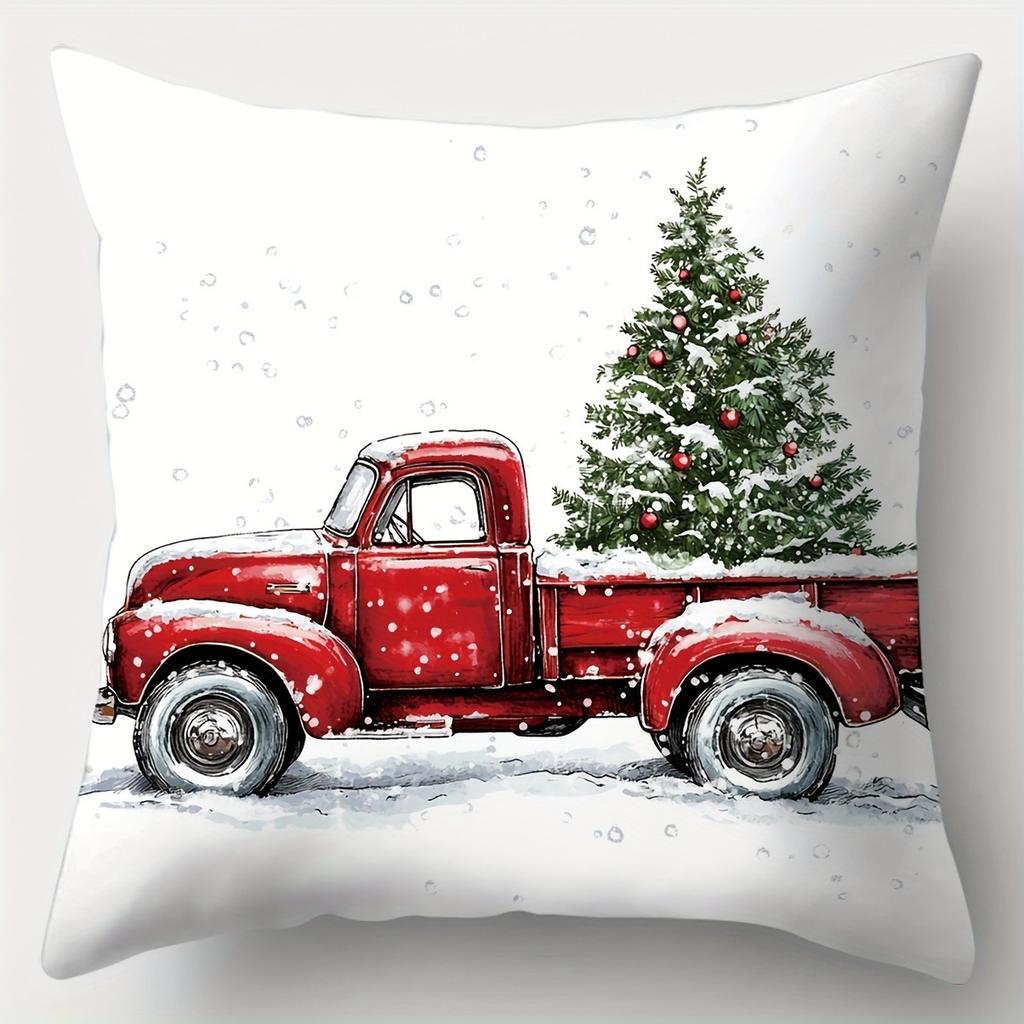 Christmas Decoration Pillowcase New Year Gift Winter Snowman Car Christmas Tree Pillow Cover Sofa Cushion Cover Home Decoration