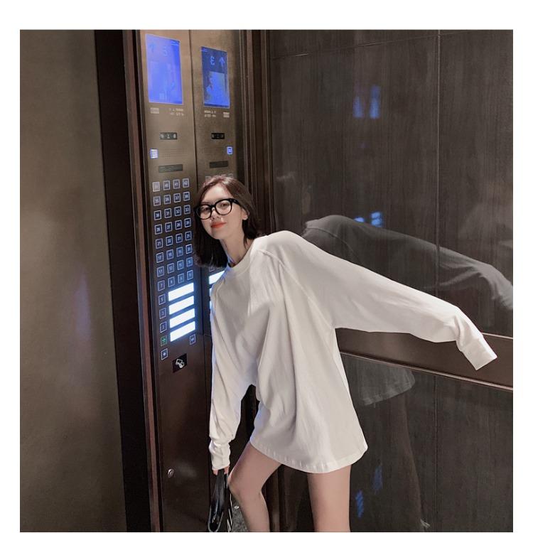 Fall Fashion Loose Fit Round Neck Long Sleeve Womens Tshirt Basic Tee