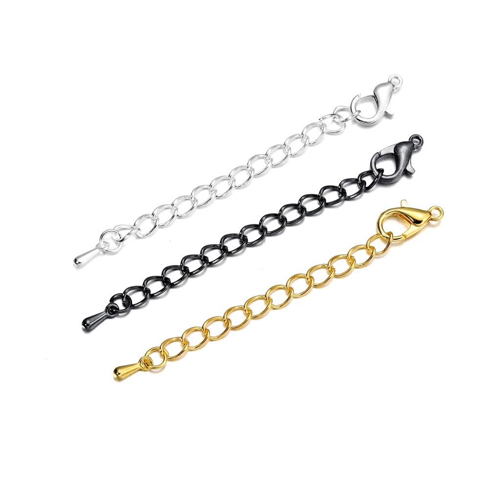 10pcs/lot 50 70mm Tone Extended Extension Tail Chain Lobster Clasps Connector For DIY Jewelry Making Findings Bracelet Necklace