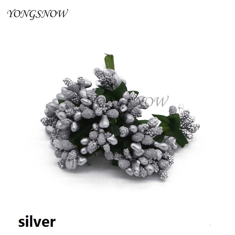 24 Stück/Los Maulbeerblütenstaub Künstliche Blumen Staubfäden / DIY Stempel für Blütenköpfe Hochzeitsfeier Scrapbooking Basteldekoration