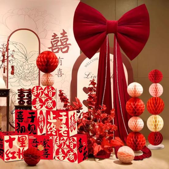 Extra Nagy Piros Bársony Masni Piros Bársony Csokornyakkendő Karácsonyi Dísz Arany Metál Szállal Fa Girland Ünnepi Dekoráció